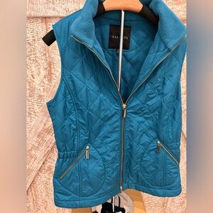 Talbots Teal Quilted Vest with Zipper Pockets size Small